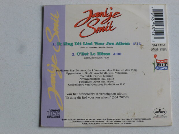 Jantje Smit - Ik zing dit lied voor jou alleen ( CD Single)