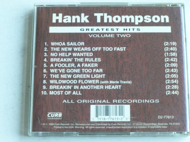 Hank Thompson - Greatest Hits volume two