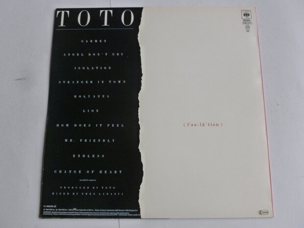 Toto - Isolation (LP)