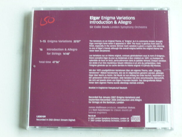 Elgar - Enigma Variations / Sir Colin Davis (LSO109)