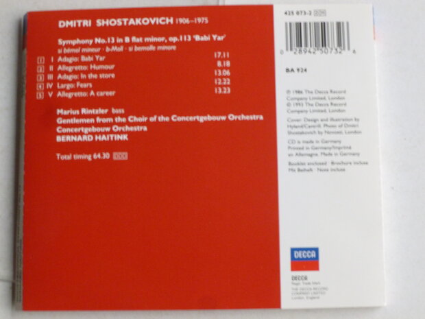 Shostakovich - Symphony 13 / Bernard Haitink