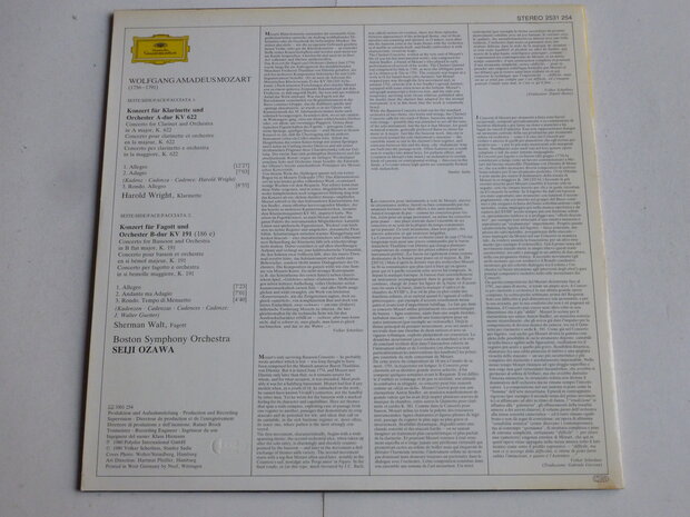 Mozart - Klarinettenkonzert / Harold Wright, Ozawa (LP)