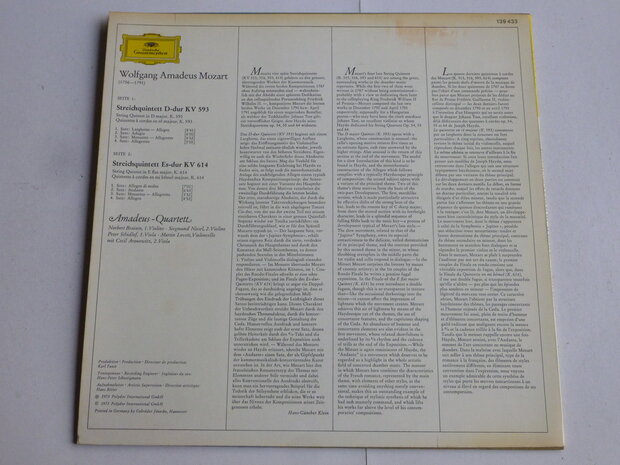 Mozart - Streichquintette 593 / Amadeus quartett (LP)