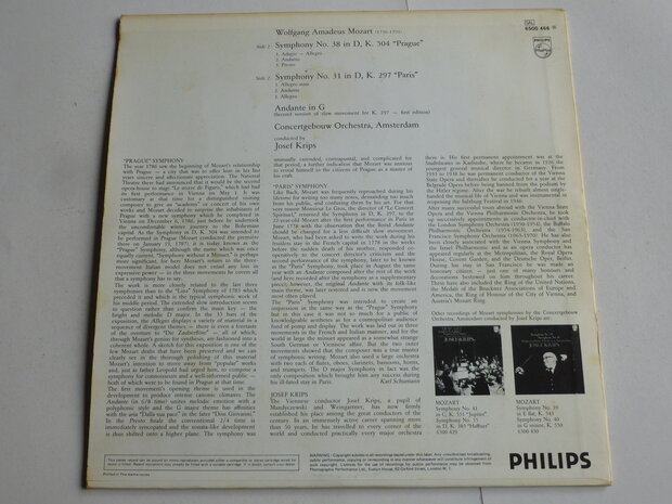 Mozart - Symphony 38,31 / Josep Krips (LP)