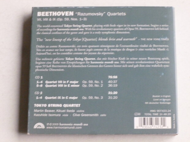 Beethoven - Razumovsky Quartets / Tokyo String Quartet (2 CD)