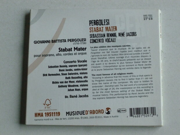 Pergolesi - Stabat Mater/ Hennig, Rene Jacobs