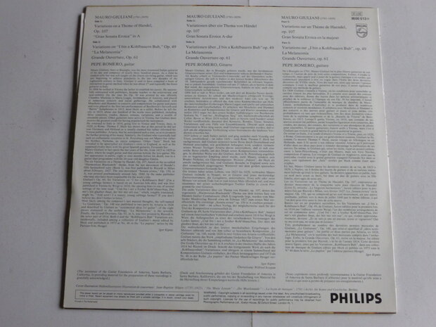 Giuliani - Handel Variations / Pepe Romero (LP)