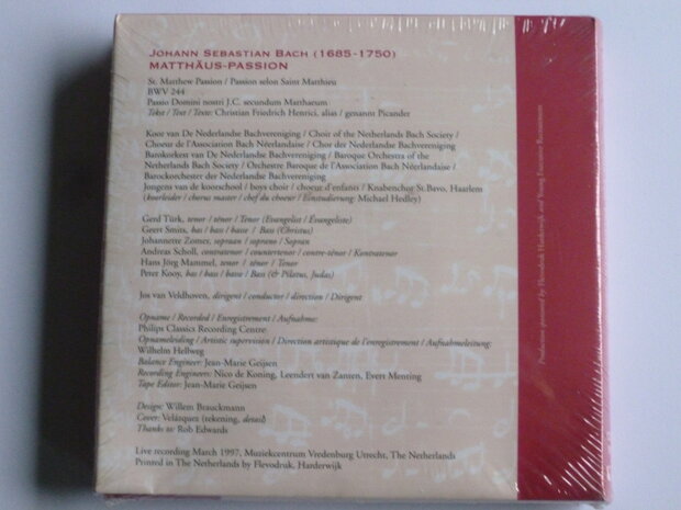 J.S. Bach - Matthäus Passion / Jos van Veldhoven (3 CD) Nieuw