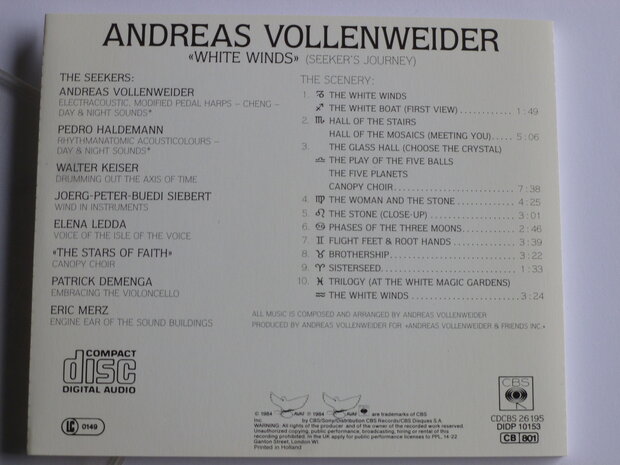 Andreas Vollenweider - White Winds  (CBS 26195)