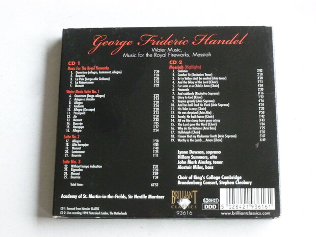 Handel - Water Music, Royal Fireworks / Sir. Neville Marriner (2 CD)