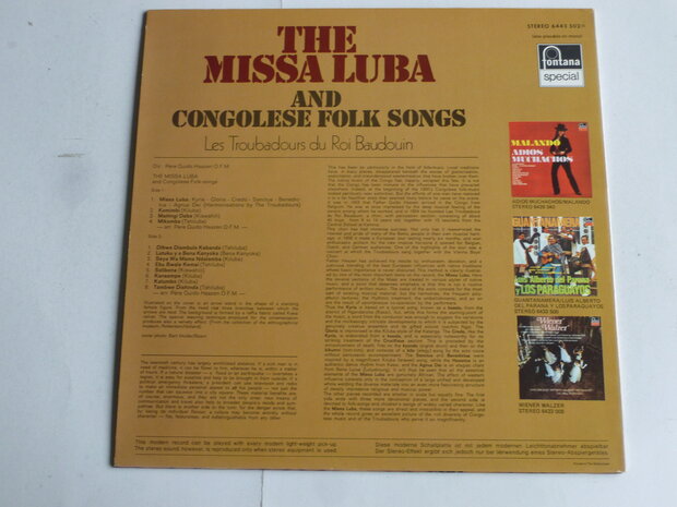 The Missa Luba and Congolese Folk Songs - LesTroubadours du roi Baudouin (LP)
