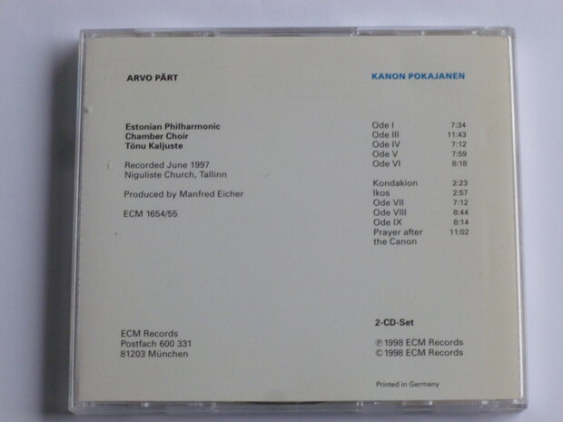 Arvo Pärt - Kanon Pokajanen (2 CD)