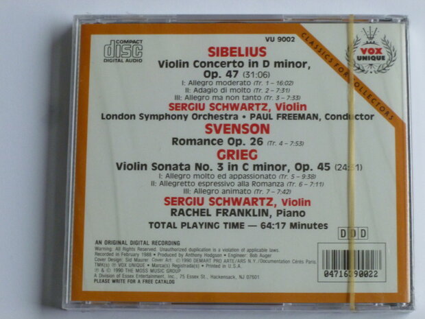Sibelius - Violin Concerto / Sergiu Schwartz (nieuw)