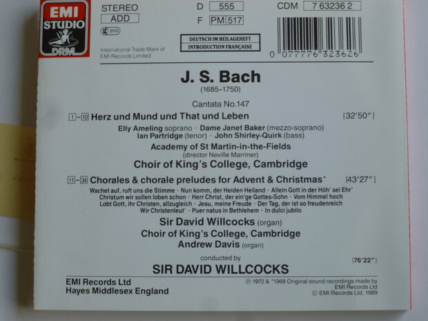 J.S. Bach - Cantata 147 Herz und Mund und that und leben / Ameling, Baker, David Willcocks