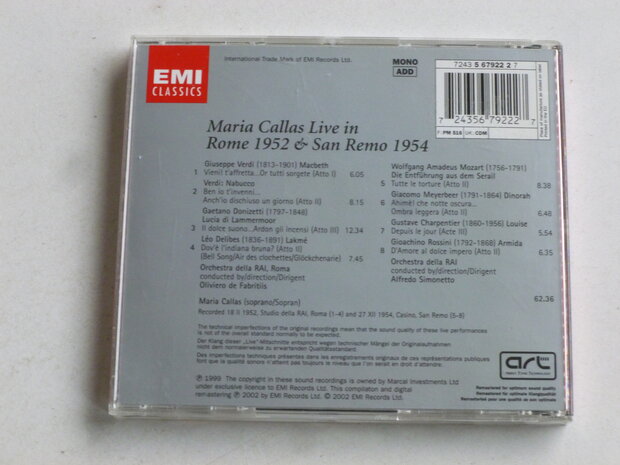 Maria Callas - Live in Rome 1952 & San Remo 1954
