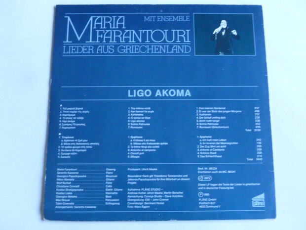 Maria Farantouri - Lieder aus Griechenland (LP)
