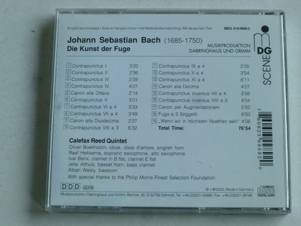 Bach - Die Kunst der Fuge / Calefax Reed Quintet