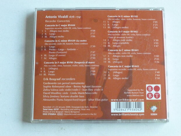 Vivaldi - Recorder Concertos / Erik Bosgraaf
