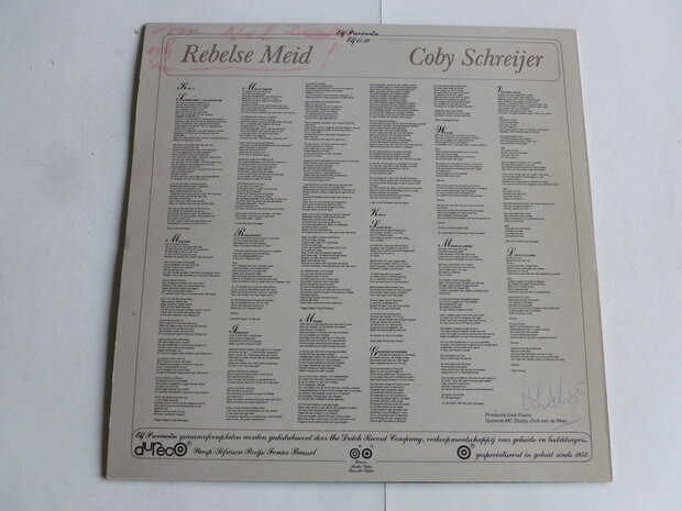 Coby Schreijer - Rebelse Meid (LP) met handtekening