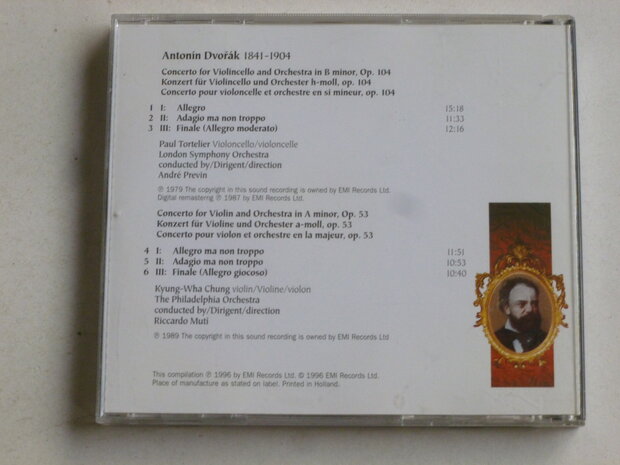 Dvorak - Cello Concerto, Violin Concerto / Paul Tortelier, Previn, Chung, Muti