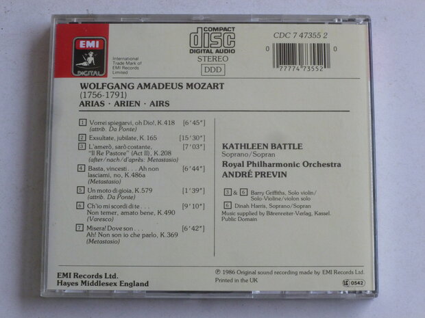 Mozart - Arias / Kathleen Battle, Andre Previn
