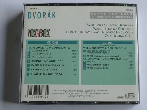 Dvorak - Works for Solo instruments & orchestra / Walter Susskind,  (2 CD)