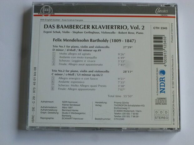 Mendelssohn - Trios 1 & 2 / Das Bamberger Klaviertrio