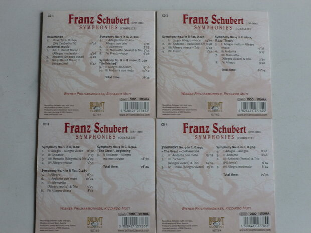 Schubert - Symphonies 1 t/m 9 Riccardo Muti (4 CD)