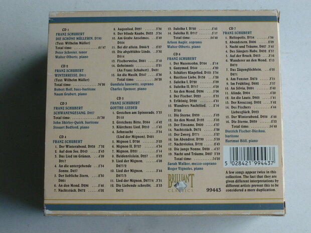 Schubert - Lieder / Arleen Auger, Fischer-Dieskau, Robert Holl, Janowitz, Schreier (7 CD)