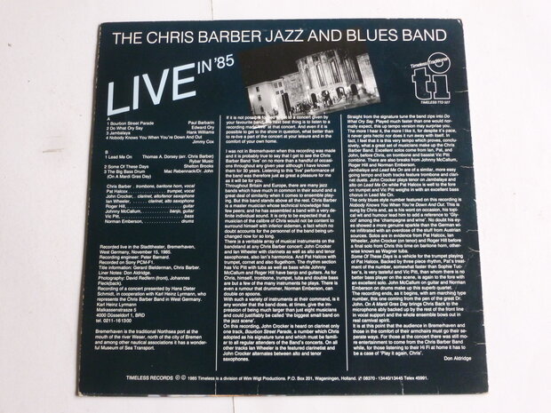 The Chris Barber Jazz and Blues Band - Live in '85 (LP) gesigneerd