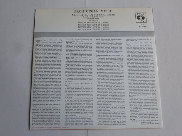 Albert Schweitzer - Bach / in Memoriam (LP)