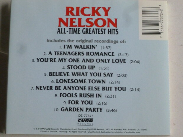 Ricky Nelson - All Time Greatest Hits