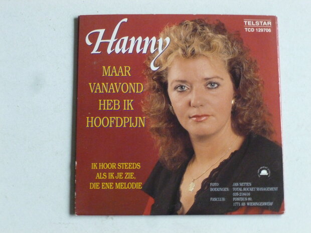 Hanny - Maar vanavond heb ik hoofdpijn (CD Single)