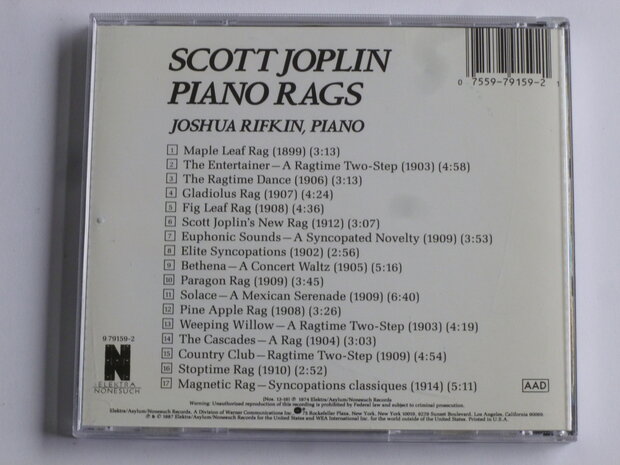 Scott Joplin - Piano Rags / Joshua Rifkin
