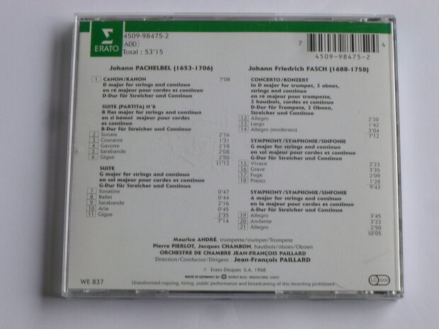 Pachelbel Canon , Fasch Concerto for Trumpet / Maurice Andre