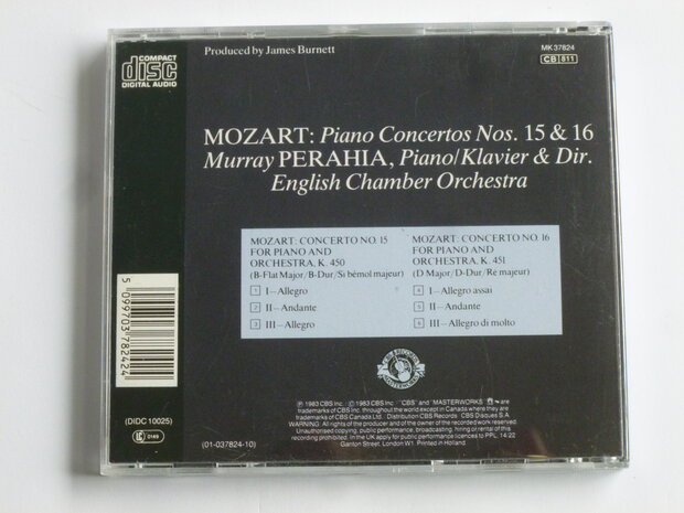 Mozart - Piano Concertos 15 & 16 / Murray Perahia