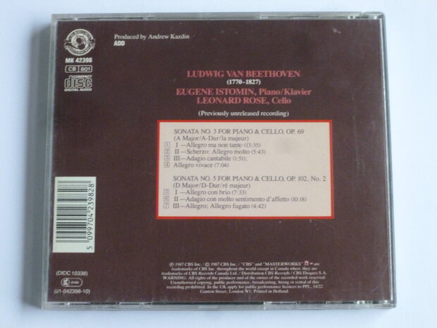 Beethoven - Cello Sonatas / Eugene Istomin, Leonard Rose
