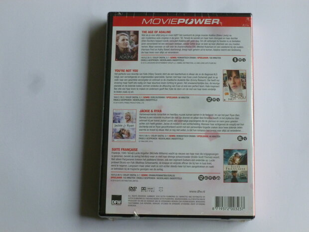 Moviepower - Adaline, Suite Francaise, You're not you, Jackie & Ryan (4 DVD) Nieuw
