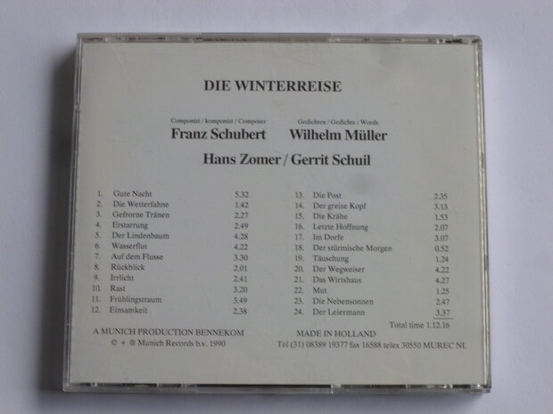 Schubert - Winterreise / Hans Zomer & Gerrit Schuil