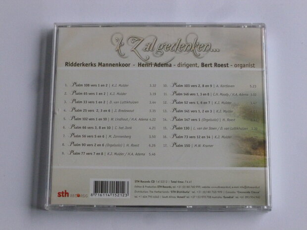 'k Zal gedenken... - Ridderkerks Mannenkoor / Adema, Bert Roest