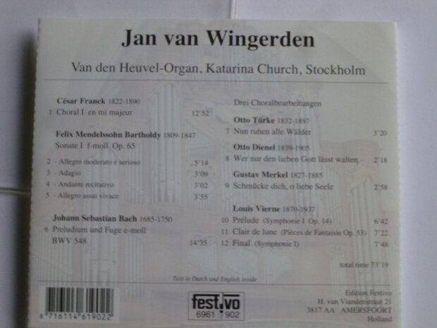 Jan van Wingerden - van den Heuvel Organ, Stockholm