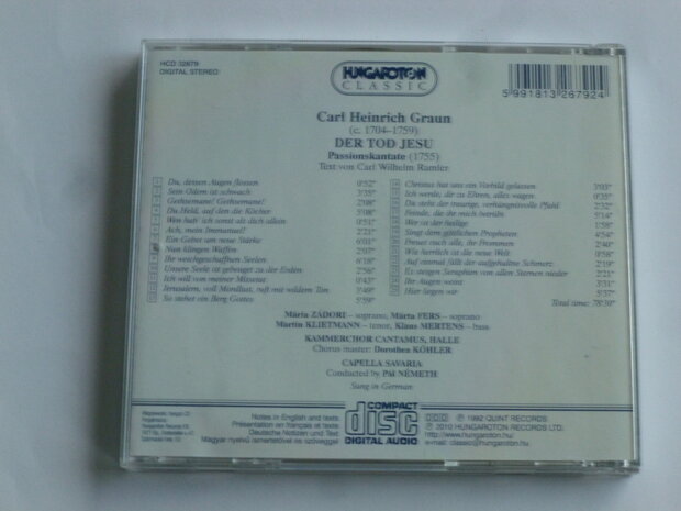 Carl Heinrich Graun - Der Tod Jesu / Zadori , Pal Nemeth