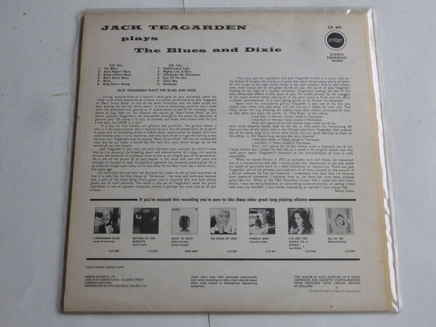 Jack Teagarden plays Blues and Dixie (LP) cjs803