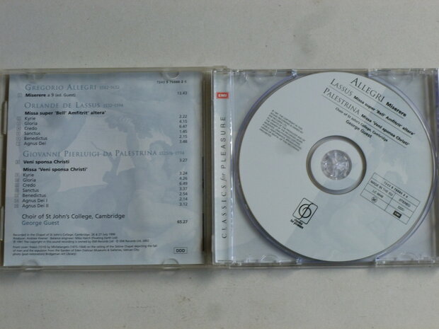 Allegri, Lassus, Palestrina - Choir of St. John's College, Cambridge , George Guest