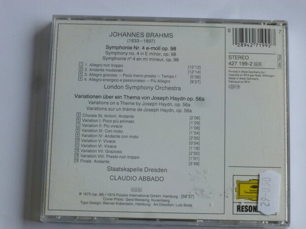 Brahms - Symphonie 4 / Claudio Abbado