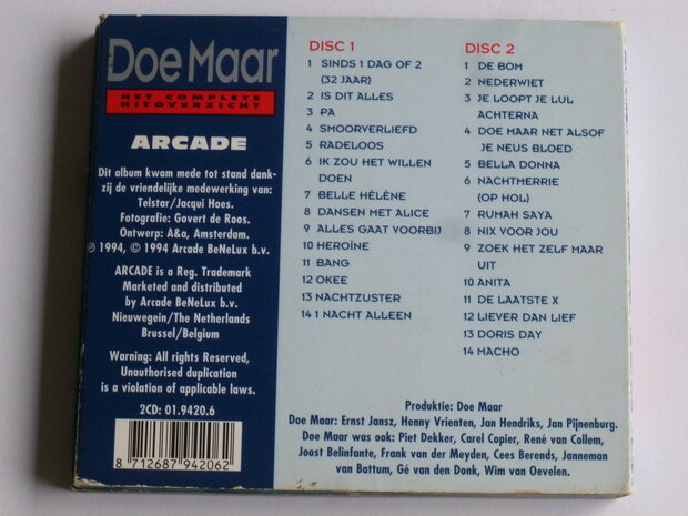 Doe Maar - Het Complete Hit Overzicht (2 CD) digipack