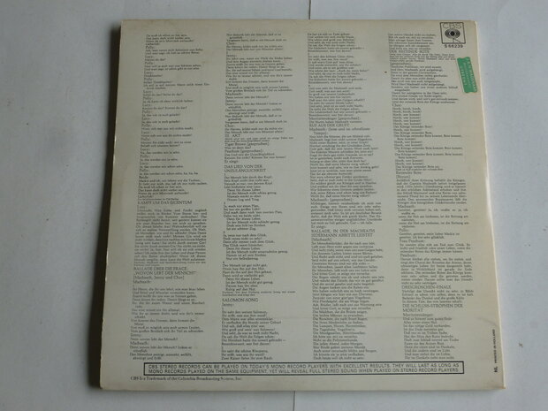 Die Dreigroschenopen - Kurt Weill, Lotte Lenya (2 LP) S66239