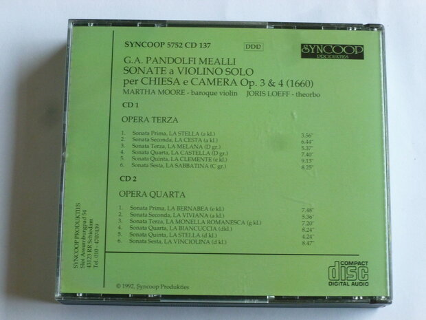 G.A. Pandolfi Mealli - Sonate a violino / Martha Moore, Joris Loeff