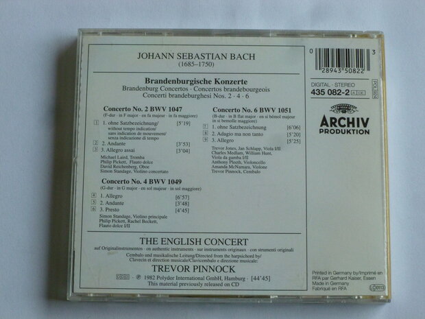 Bach - Brandenburgische konzerte 2,4,6 / Trevor Pinnock