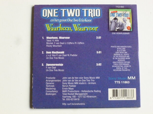 One Two Trio - Waarheen, Waarvoor (CD Single)